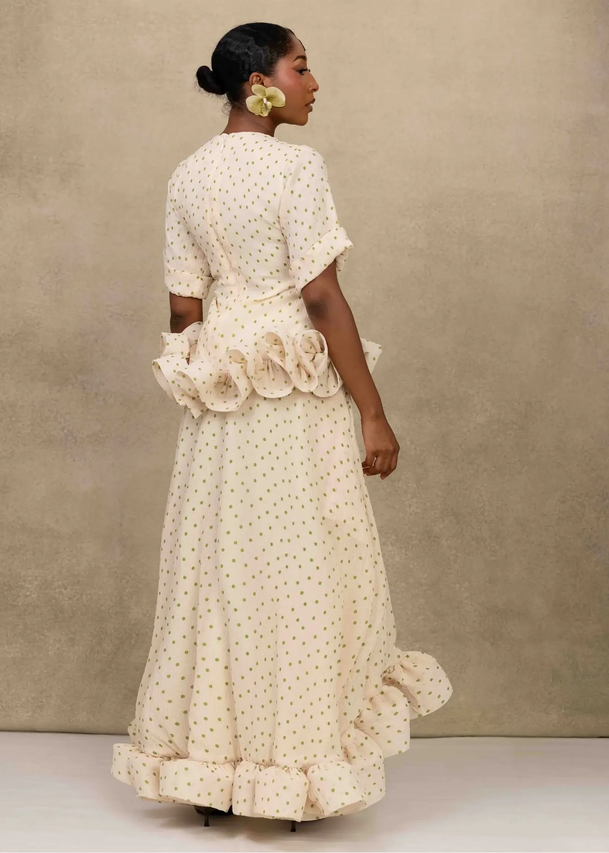 Ruks á la mode Co-ord Sets & Matching Sets Zafira Maxi Skirt Set with Lime-Green Polka Dots