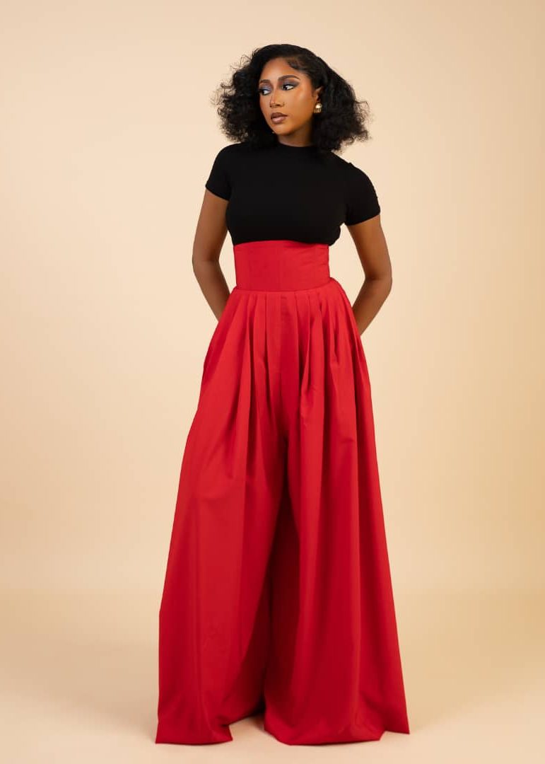 Ella Corset Pants - Burnt Orange, Red, Black, Green - Crepe - African Fashion by Ruks á la mode
