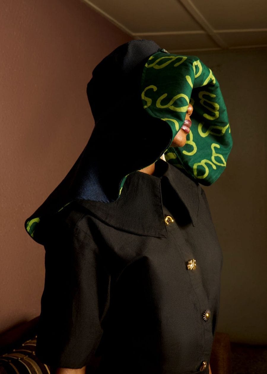 Exaggerated Collar Shirt - Black - Cotton - African Fashion by SISÈ