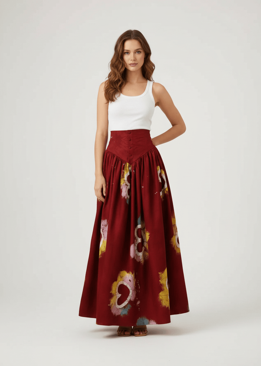 Spice of Lagos Skirts Red / XS Sílẹ̀ High-Waisted Smocked Skirt