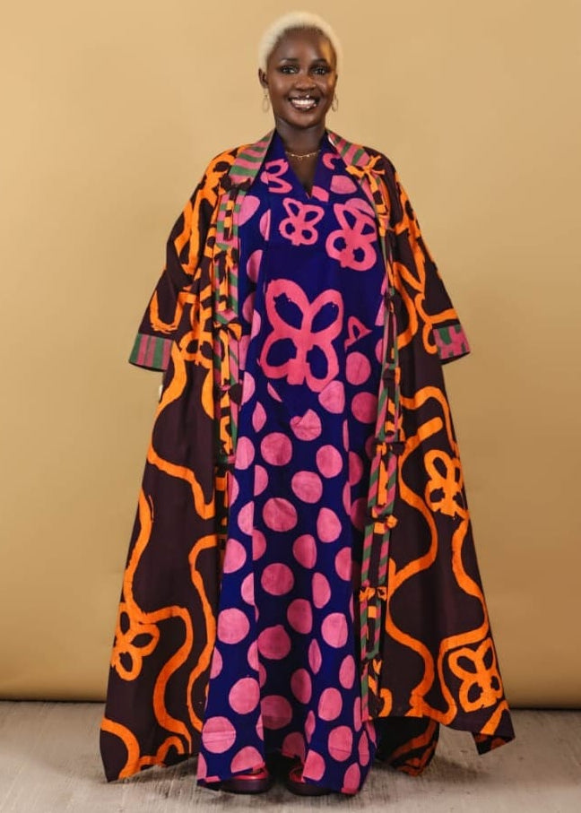 The Budding Blue Co-ord Sets & Matching Sets One Size / Orange Bow tassel logo cotton kimono