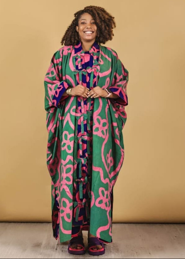 The Budding Blue Jackets & Coats Bow tassel logo cotton kimono