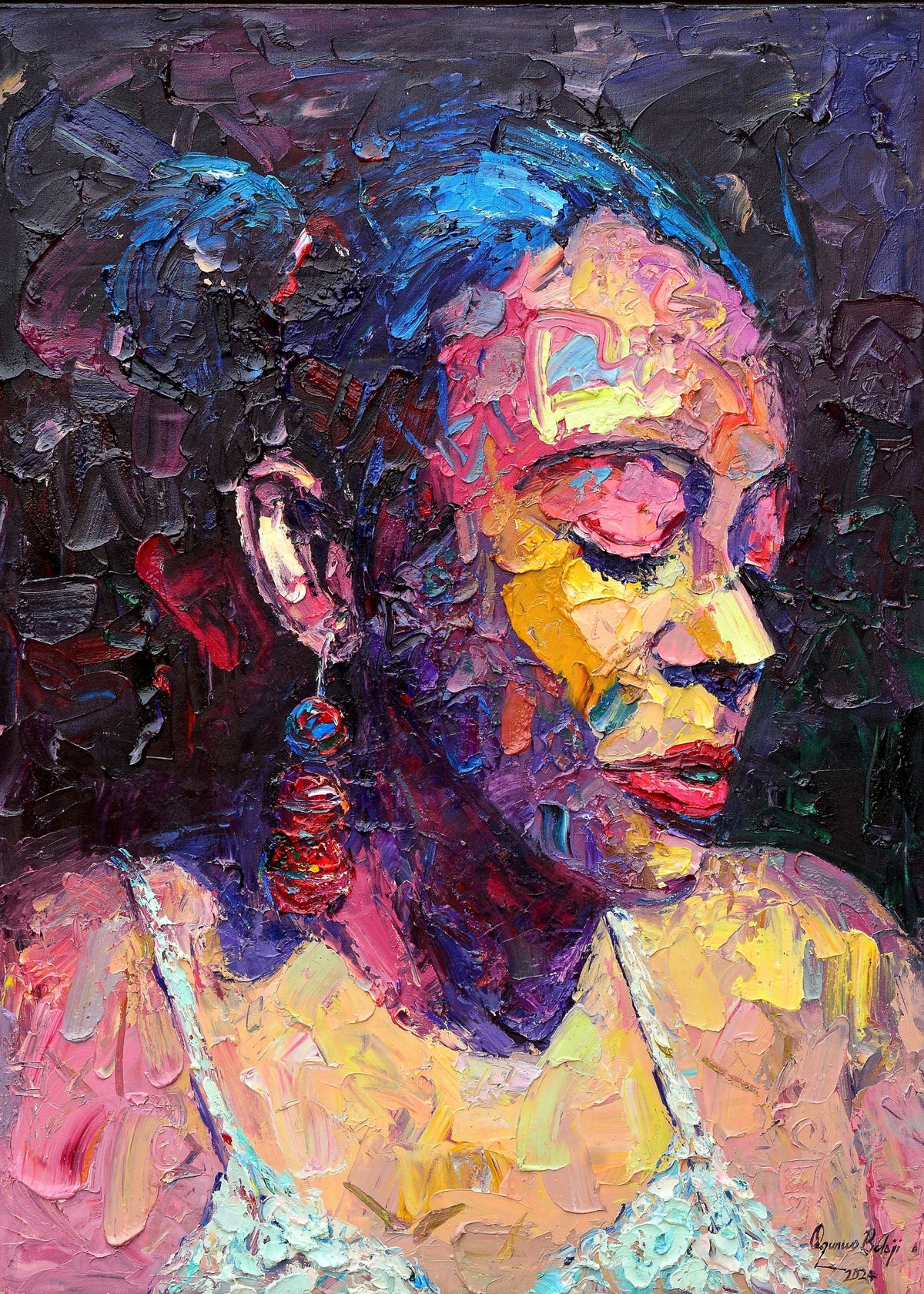 Title: "Memories" by Dr Bolaji Ogunwo - Art - African Fashion by The Ojukwu Gallery