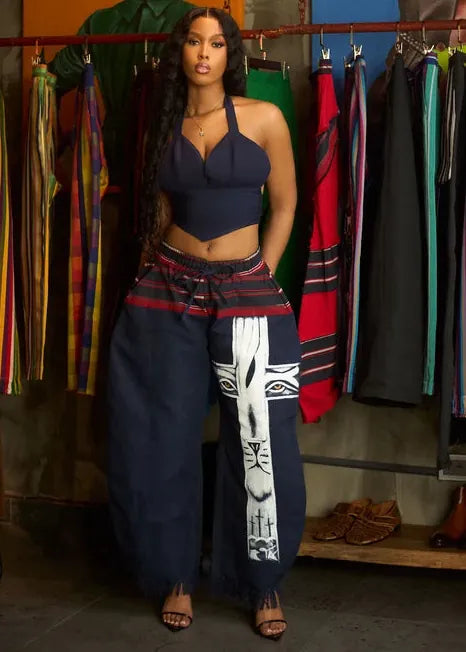 Trax Apparel Pants One Size Judah Barrel Aso-oke Pants - Black