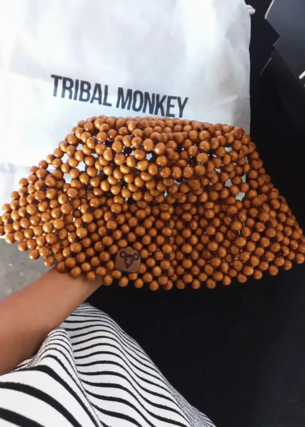 Tribal Monkey Hat One Size / Brown Beaded Bucket Hat