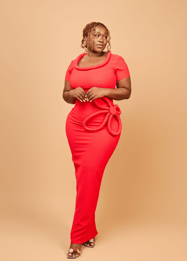 Vexxels Dress Red / 8 Sophie sculptured flower maxi dress