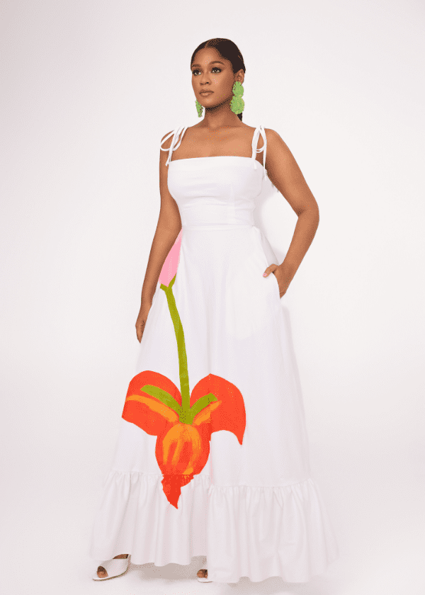 Vexxels Dress White / S Lillie Flower Motif Dress