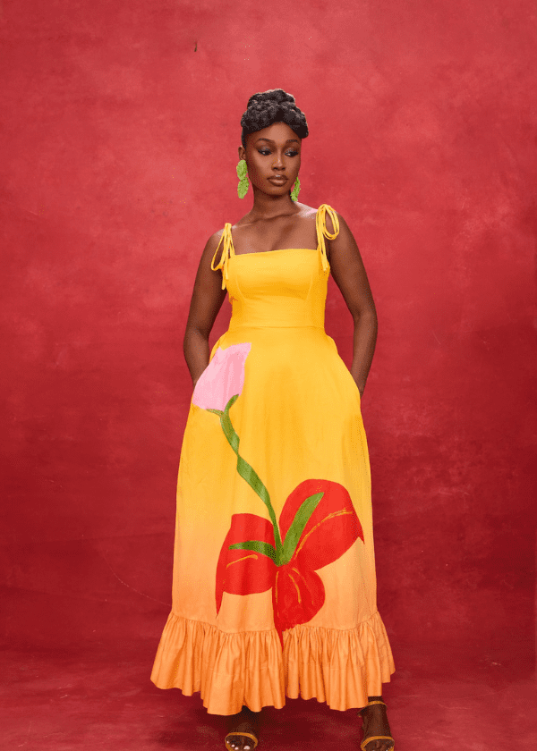 Vexxels Dress Yellow / S Lillie Flower Motif Dress