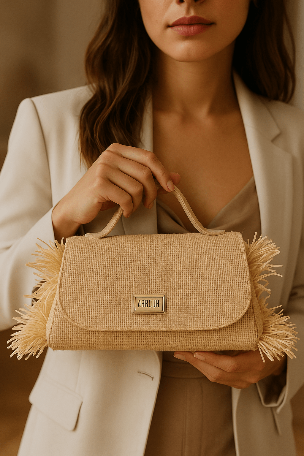 Aaboux Bags Beige Mira XO Natural Jute with Side Raffia