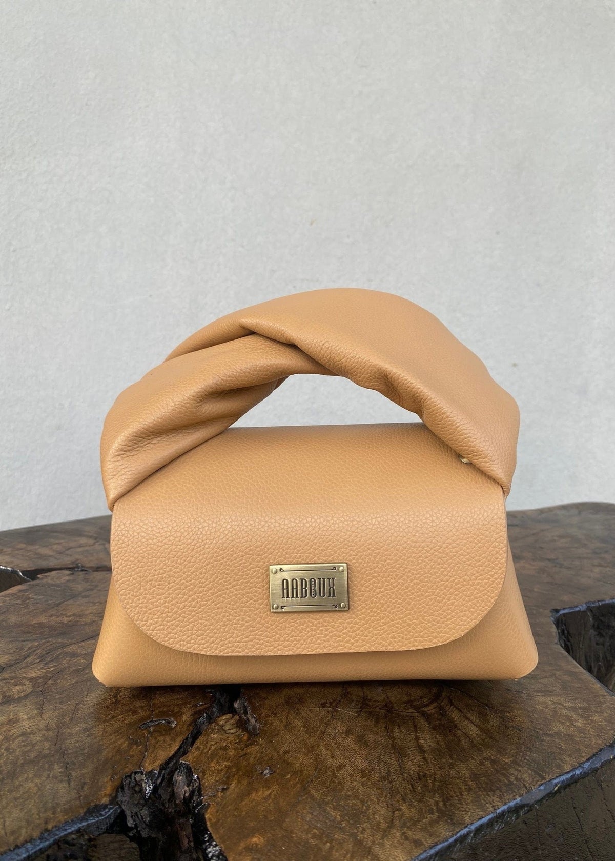 Nury Beige Pebble Grain Leather - Bags - African Fashion by Aaboux