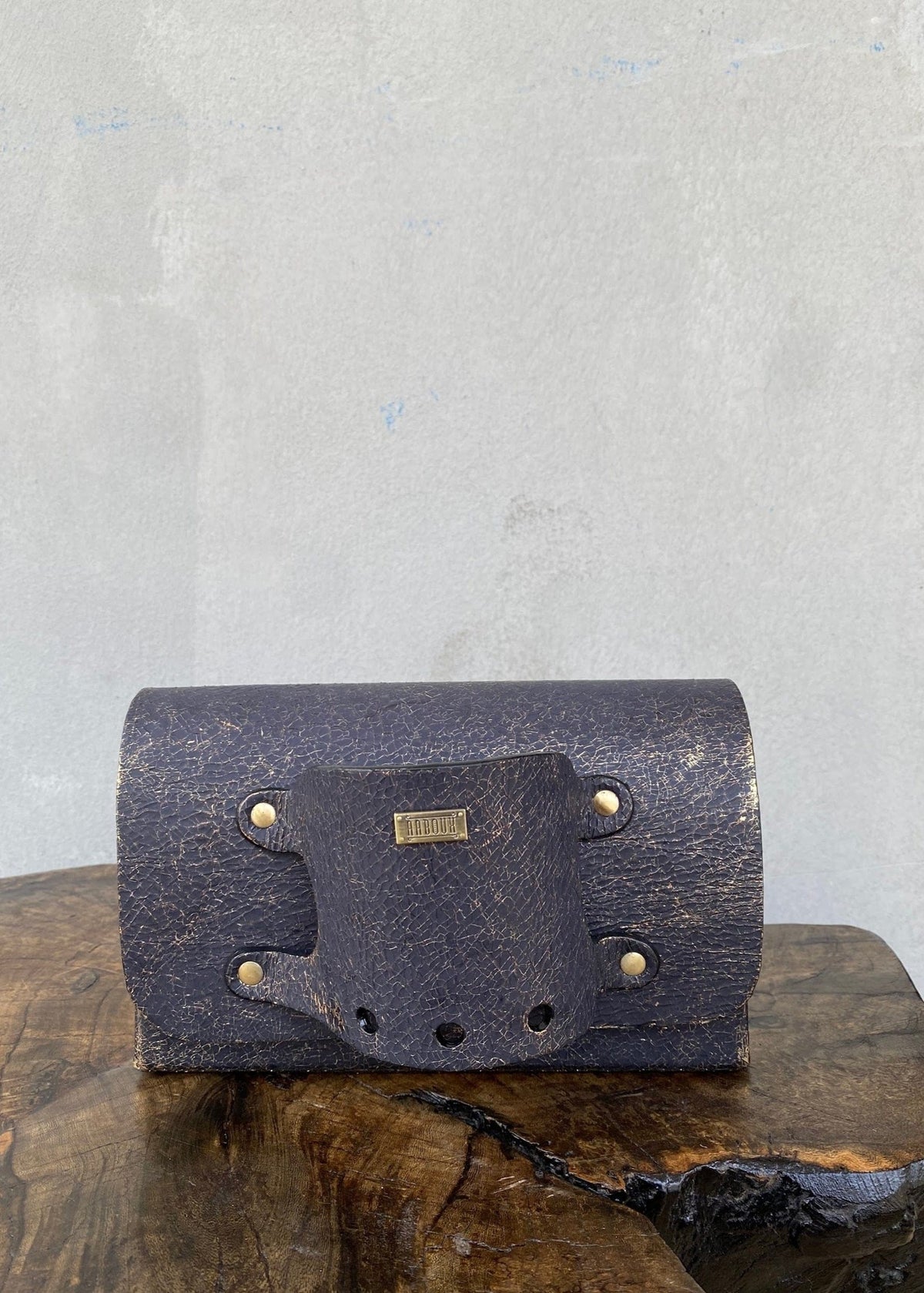 Jaré Black & Gold Crackled Print Leather - Black - Bags - African Fashion by Aaboux