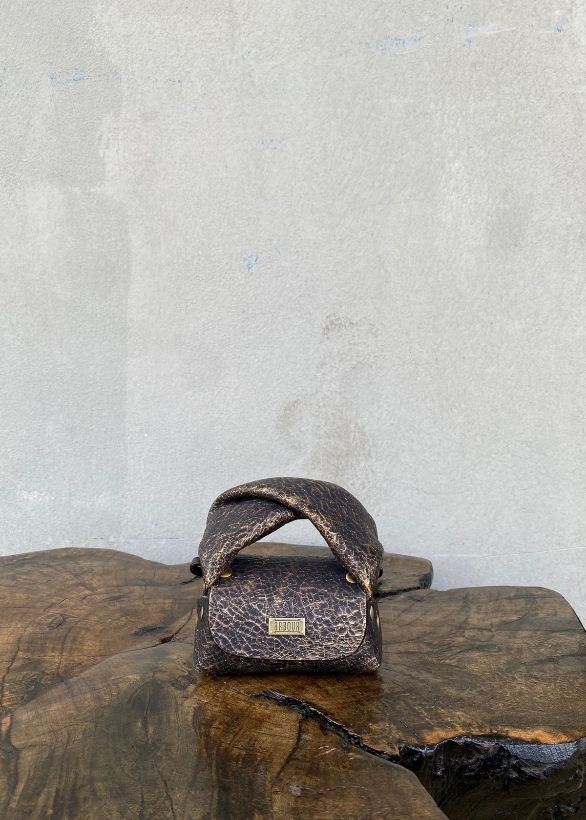 Lily Micro Black & Gold Crackled Print Leather - Black - Bags - African Fashion by Aaboux