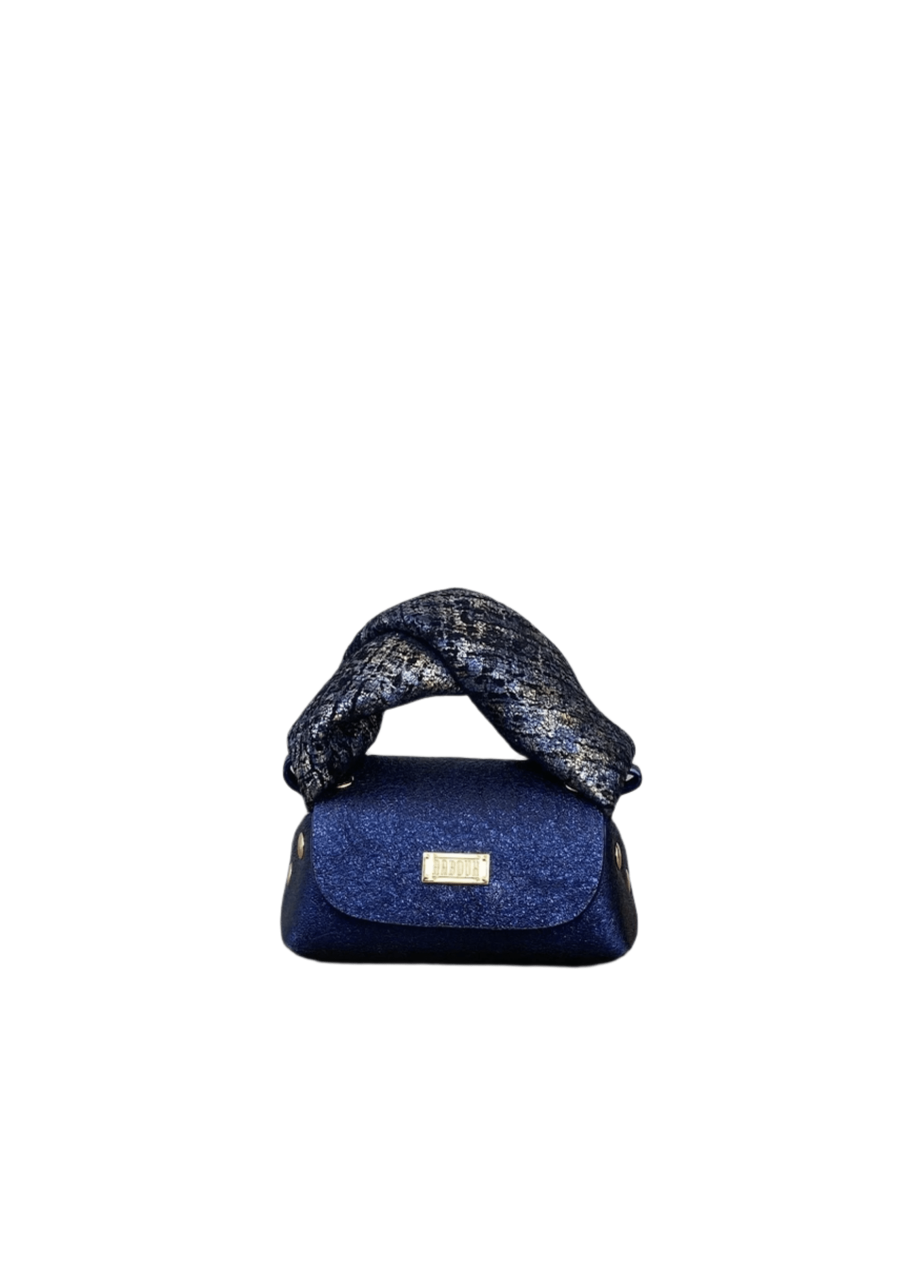 Aaboux Bags Blue Lily Micro Blue Metallic with Silver Tweed Effect