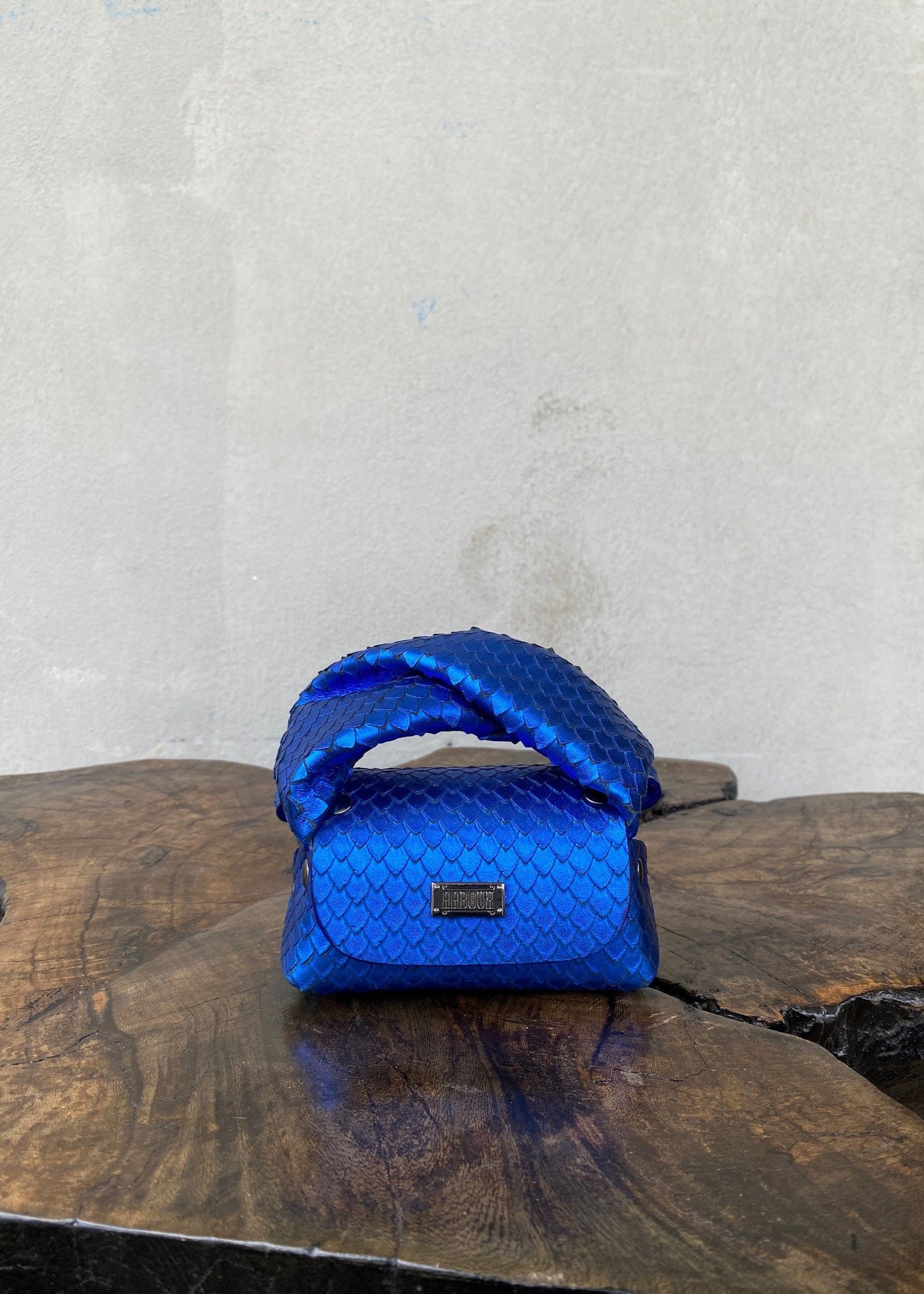 Aaboux Bags Blue Lily Micro Electric Blue Snake Print Leather