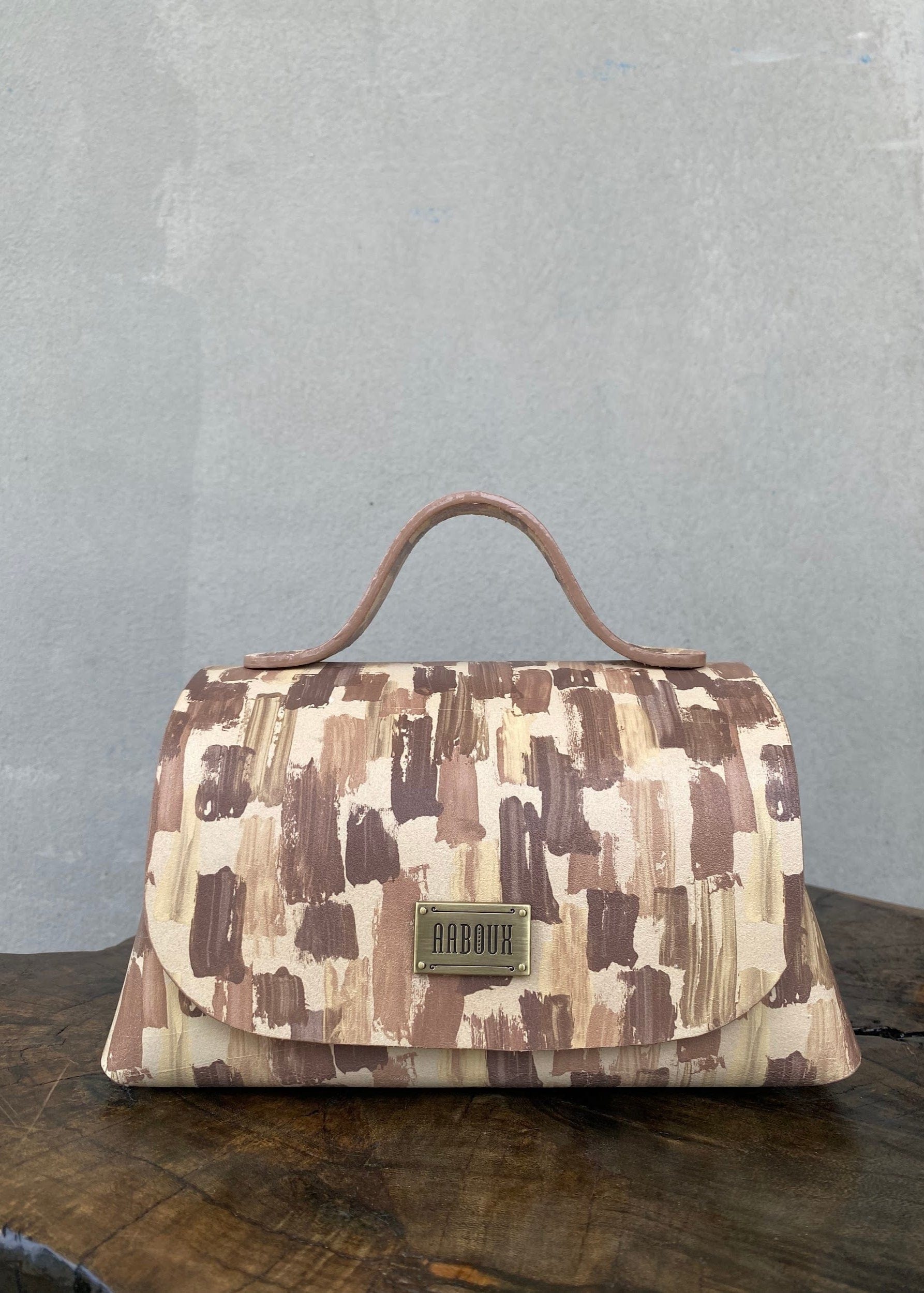 Aaboux Bags Brown Mira XO Cream & Brown Handpainted Leather