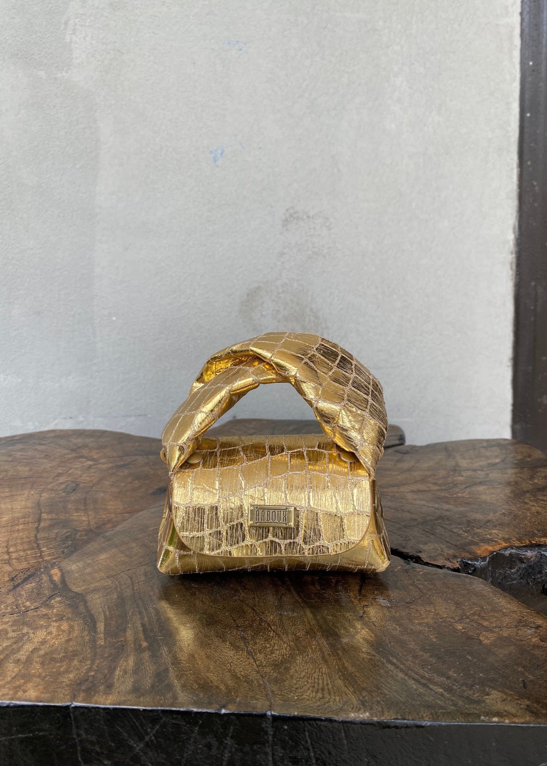 Aaboux Bags Gold / Leather Lily Micro Gold Crocco Print Leather