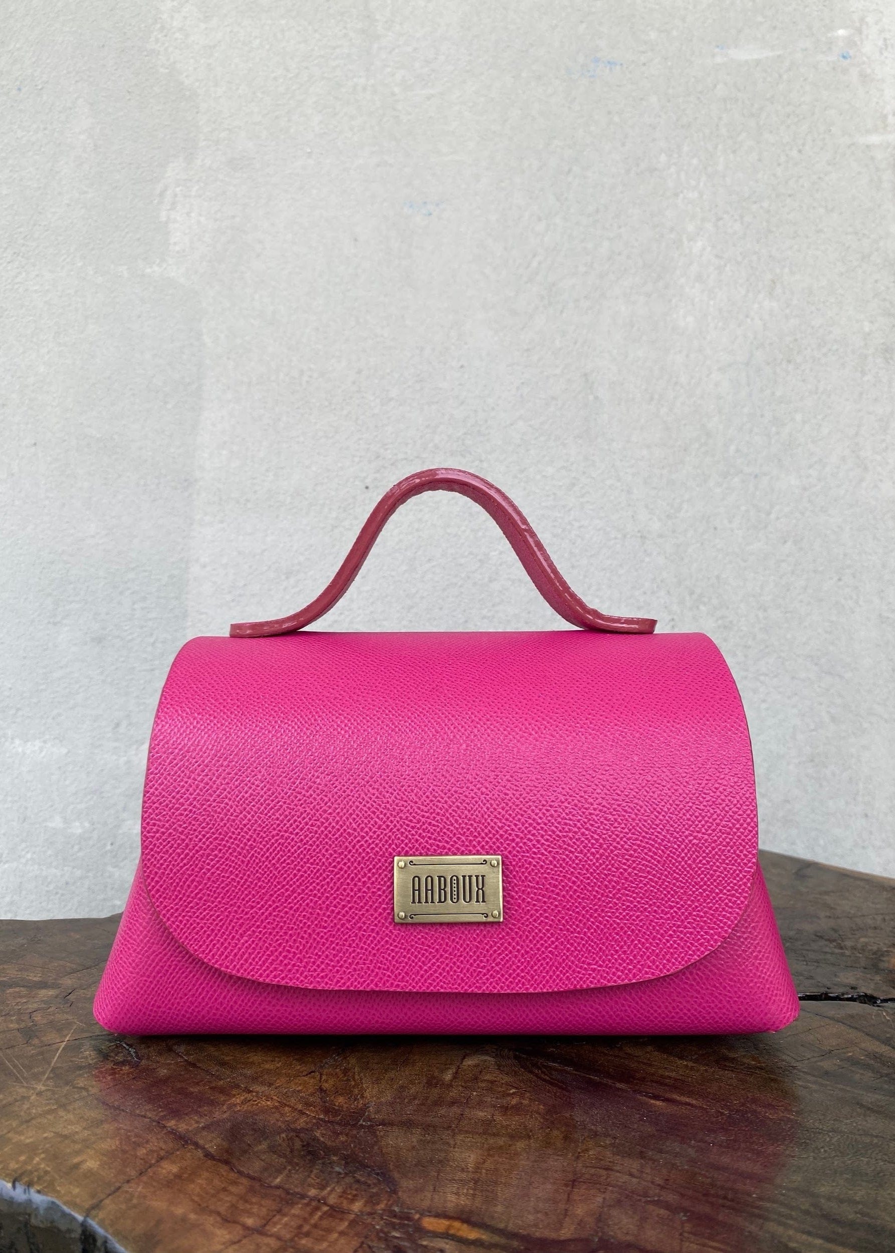 Aaboux Bags Pink Mira XO Hot Pink Saffiano Print Leather