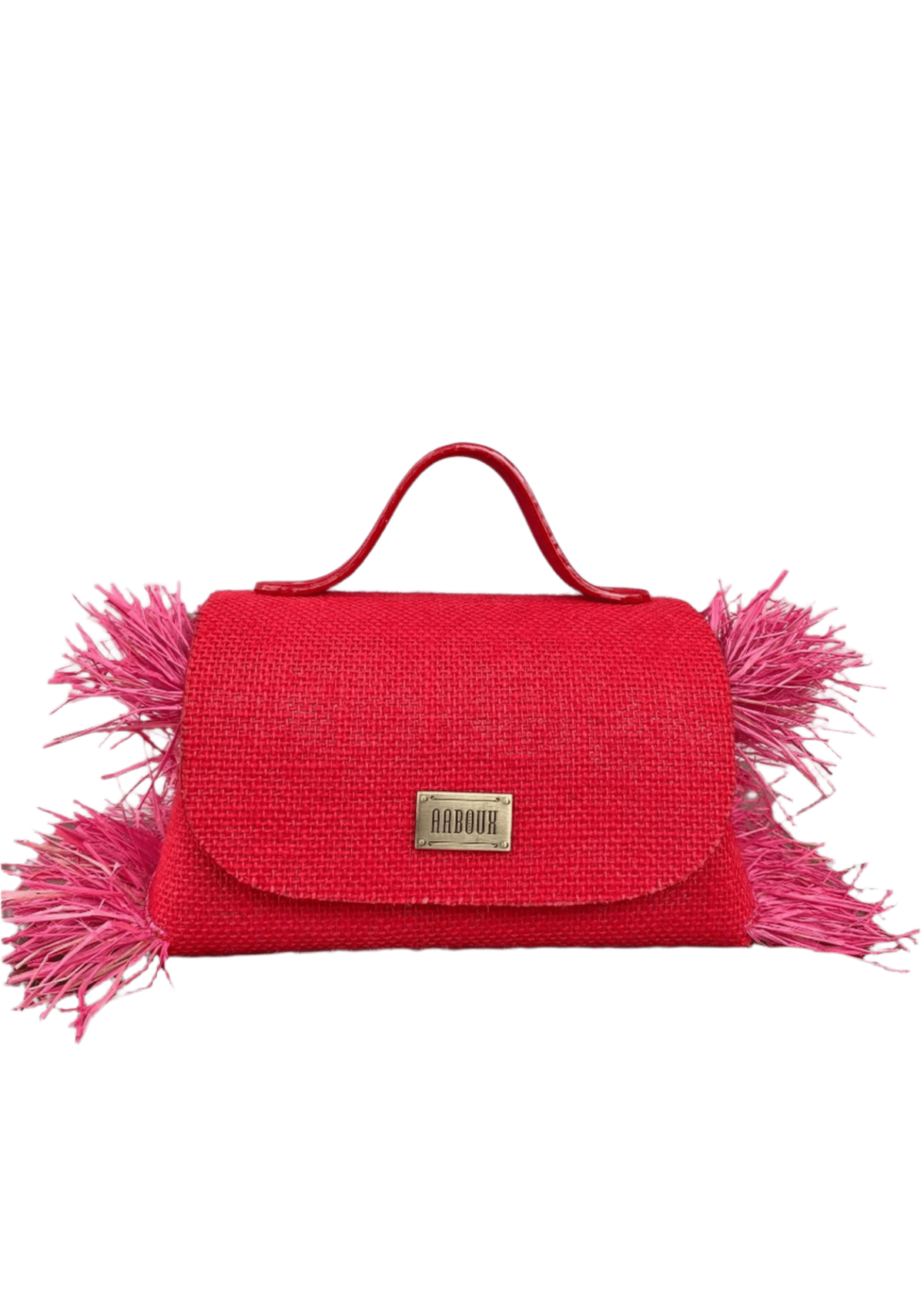 Mira XO Red Jute with Side Raffia - Leather - Bags - African Fashion by Aaboux