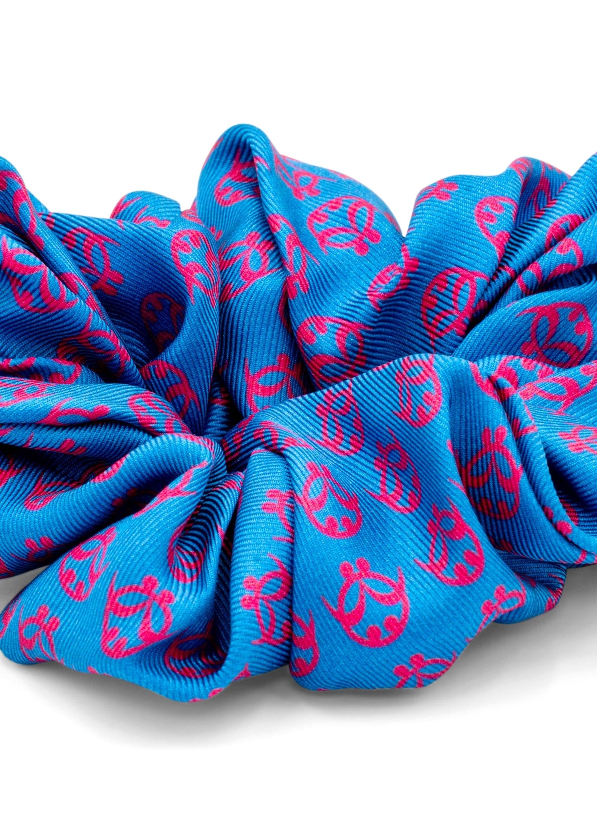 Ti Koro Nko Agyina Silk Scrunchie (Red on Electric Blue) - African Fashion by ADINKRA