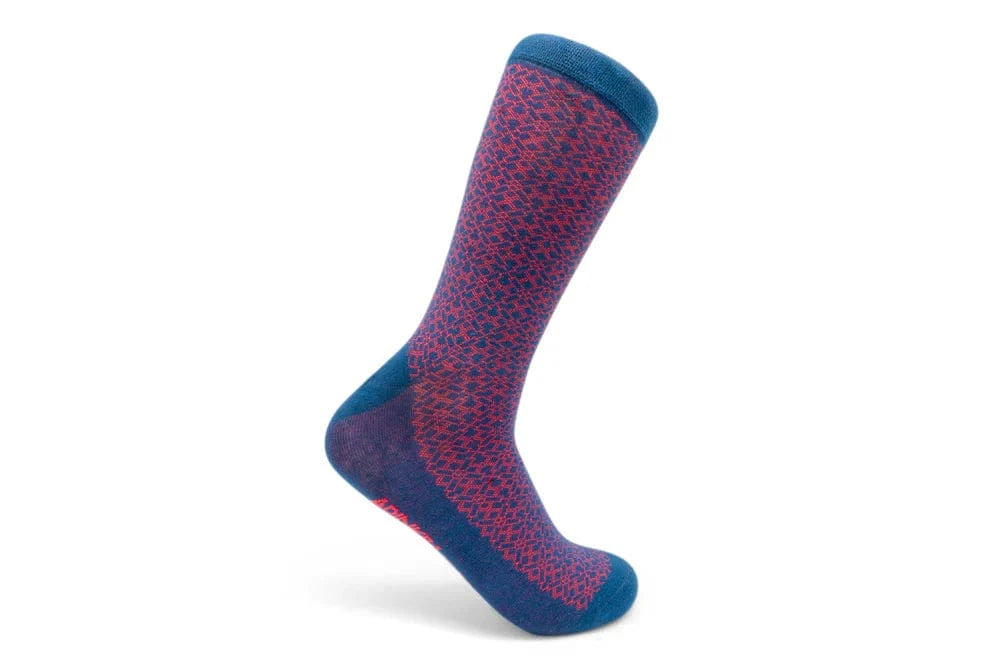 ADINKRA Socks Single Pair / One Size Fits Most (UK 7-11) NSAA Combed Cotton Socks (Red on Navy)