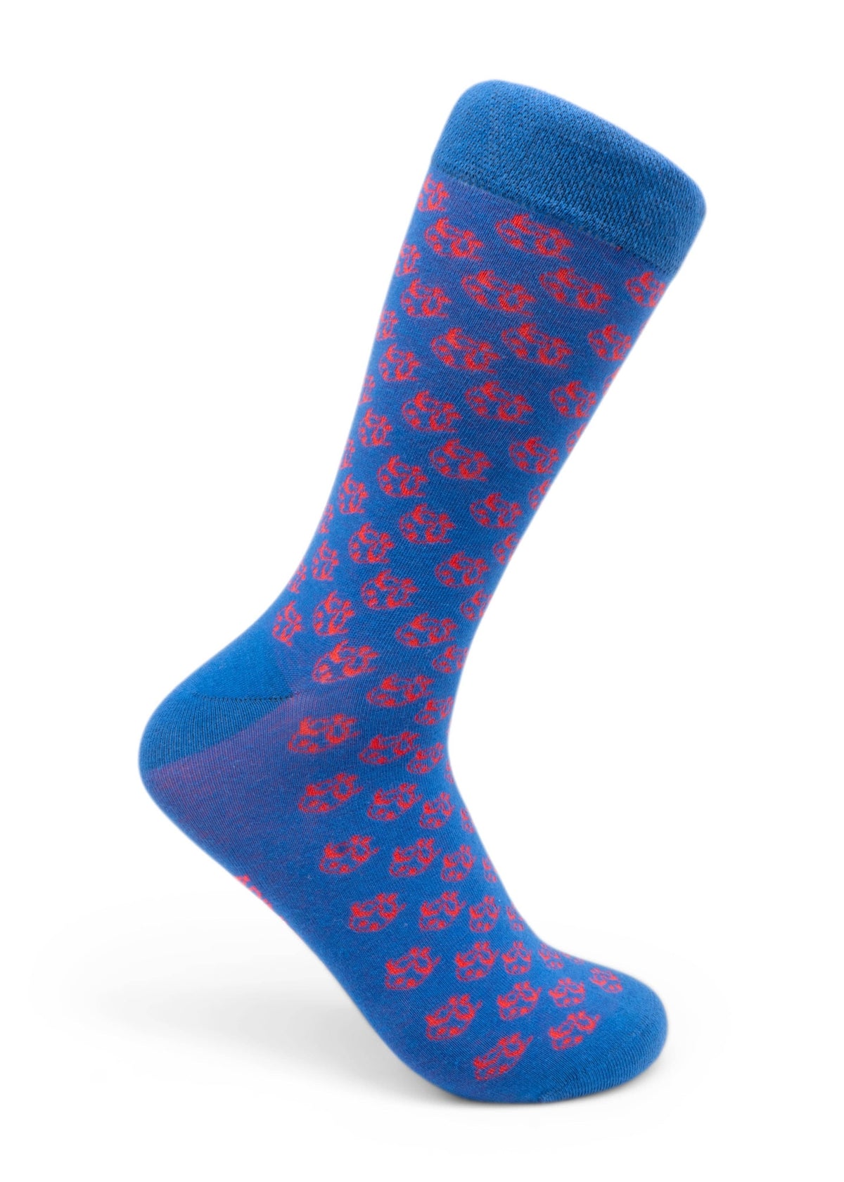 Ti Koro Nko Agyina Combed Cotton Socks (Red on Blue) - African Fashion by ADINKRA