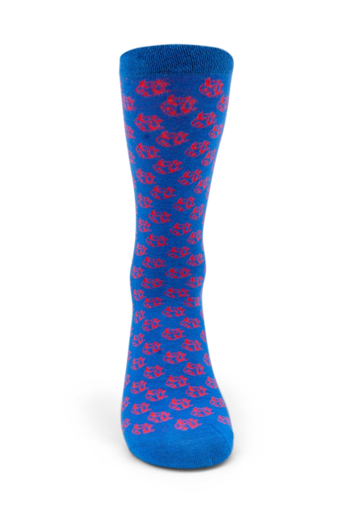 Ti Koro Nko Agyina Combed Cotton Socks (Red on Blue) - African Fashion by ADINKRA