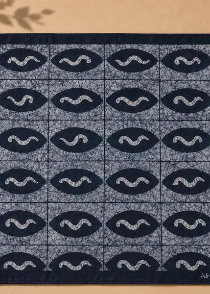 Adire Lounge Scarf Gray Shadow Wave — Grey Eye Wave Print Bandana Scarf