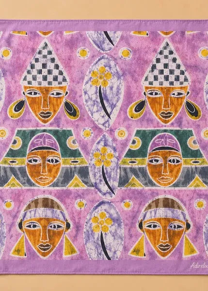 Adire Lounge Scarf Pink The Muse — Figurative Face Print Bandana Scarf