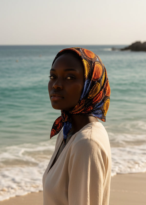 Adire Lounge Scarves & Wraps Multicolor Constellation — Dark Circle Dot Print Bandana Scarf