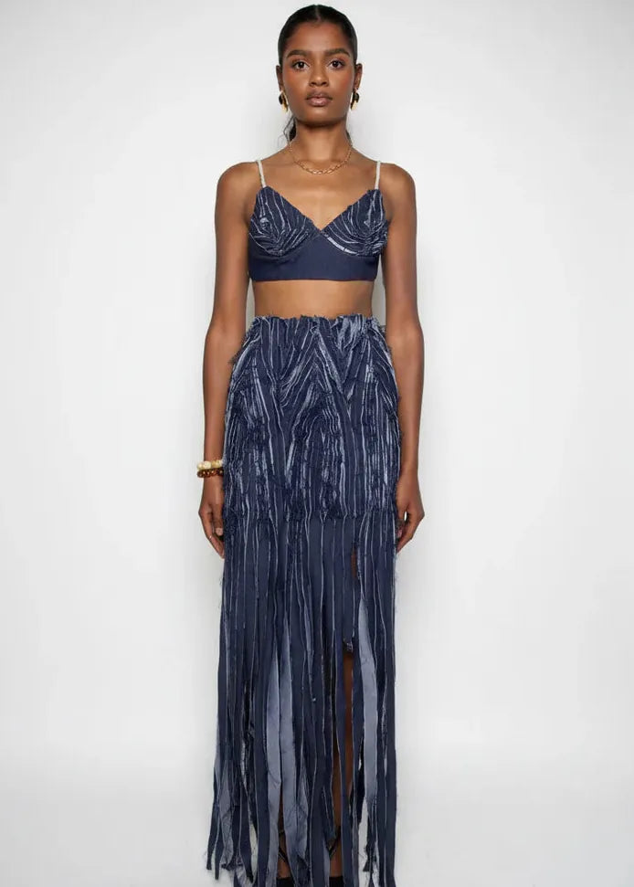 Aluka Co-ord Sets & Matching Sets Midnight Grass Denim Bralette