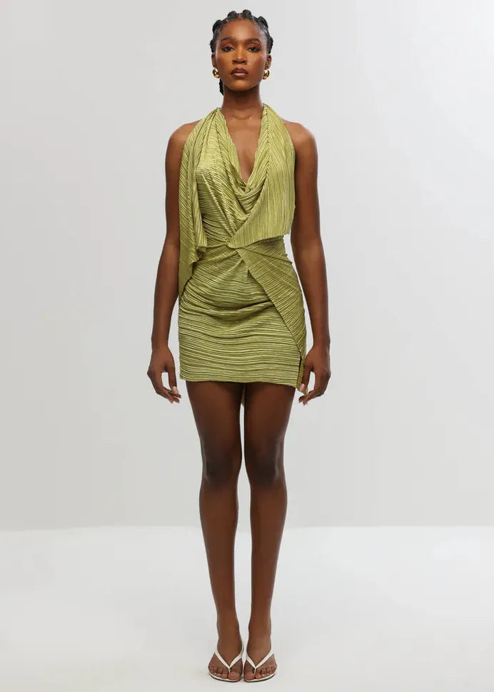 Aluka Dress Olive Green / XXS Taji Drape Dress