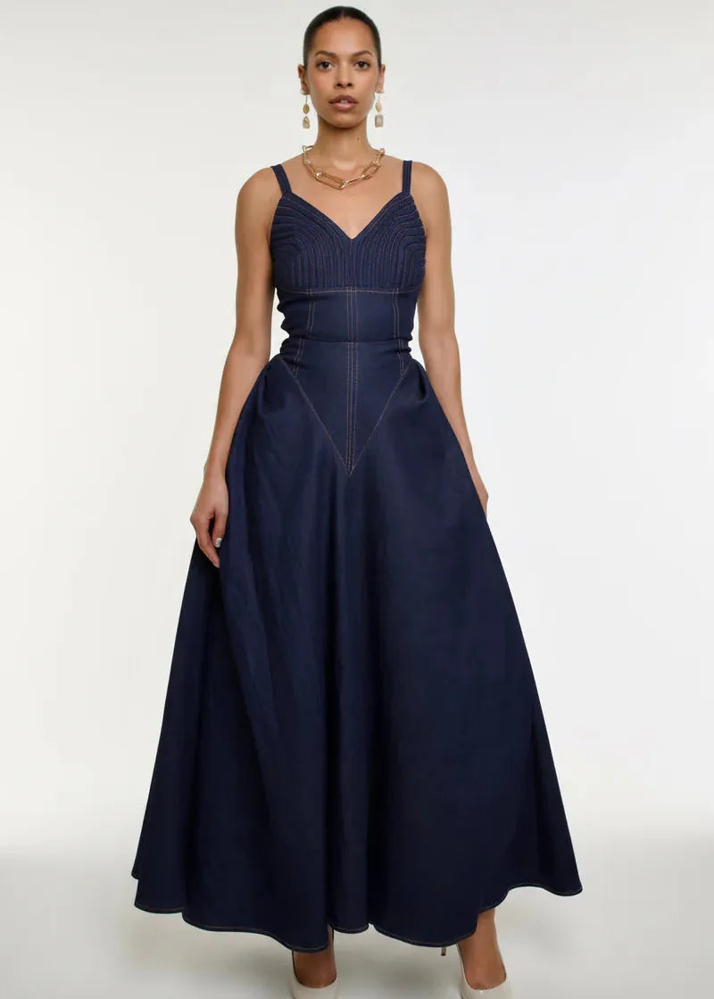Aluka Skirts Dusk- Navy Denim Full Skirt