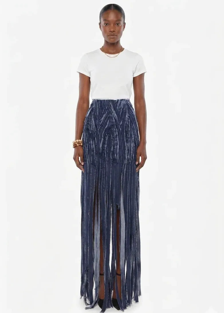 Aluka Skirts Midnight Grass Denim Skirt