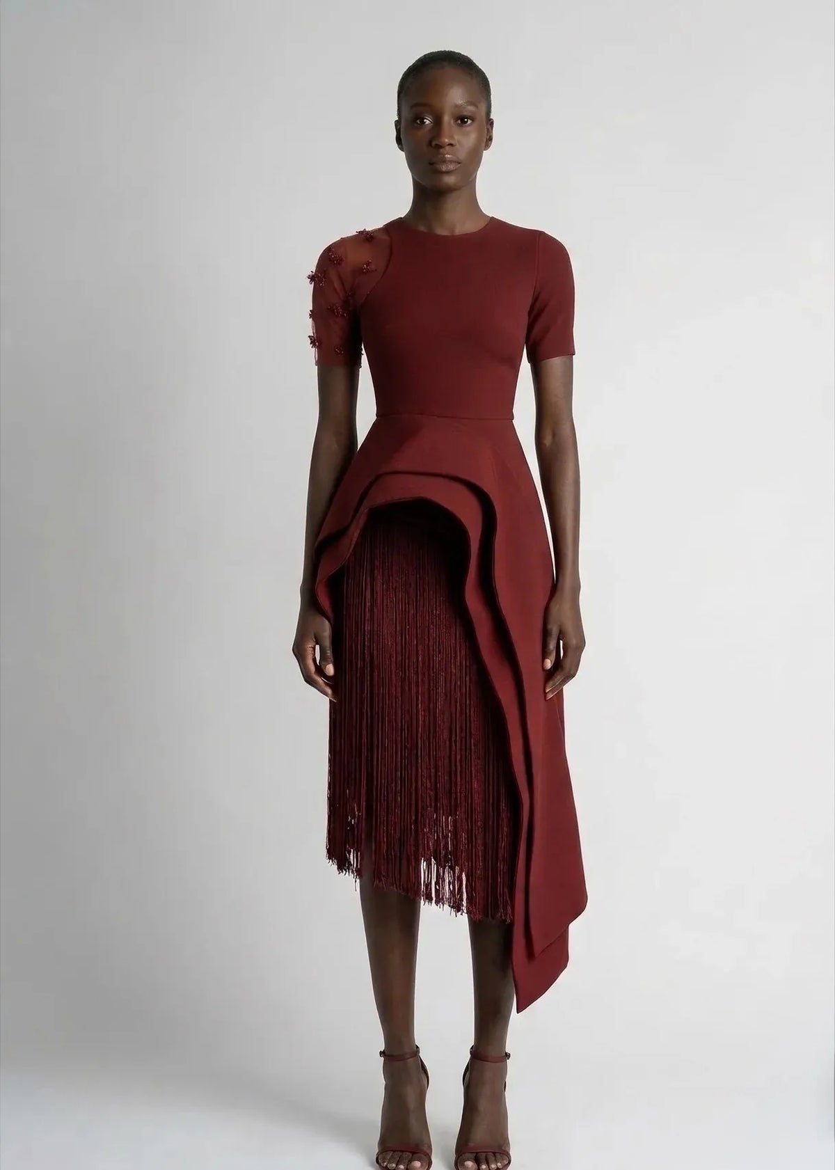 Anitabel Co-ord Sets & Matching Sets Leanna Asymmetric Top And Fringe Skirt