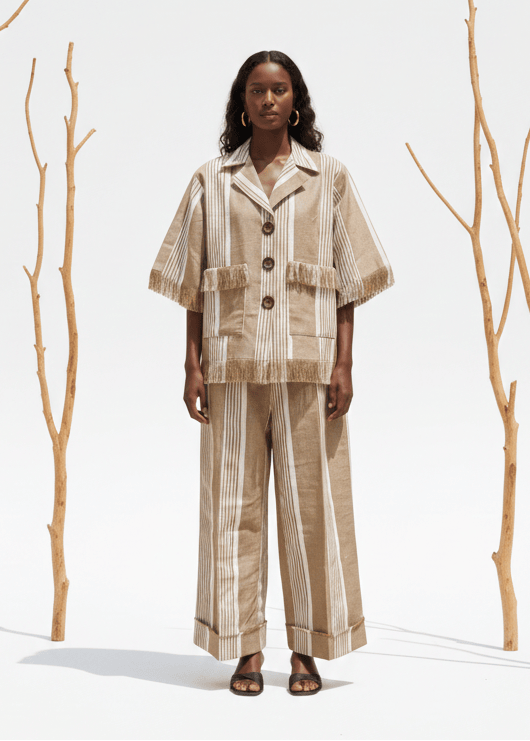 Atuche Woman Co-Ord Set Off White / 8 Osisi Aso Oke Pants Set