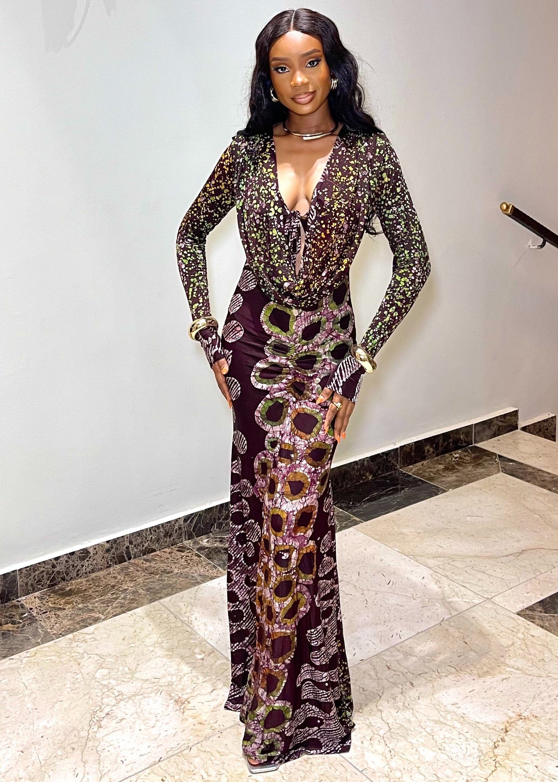 Atuche Woman Dresses Eyo Reversible Hand-Dyed V-neck Dress