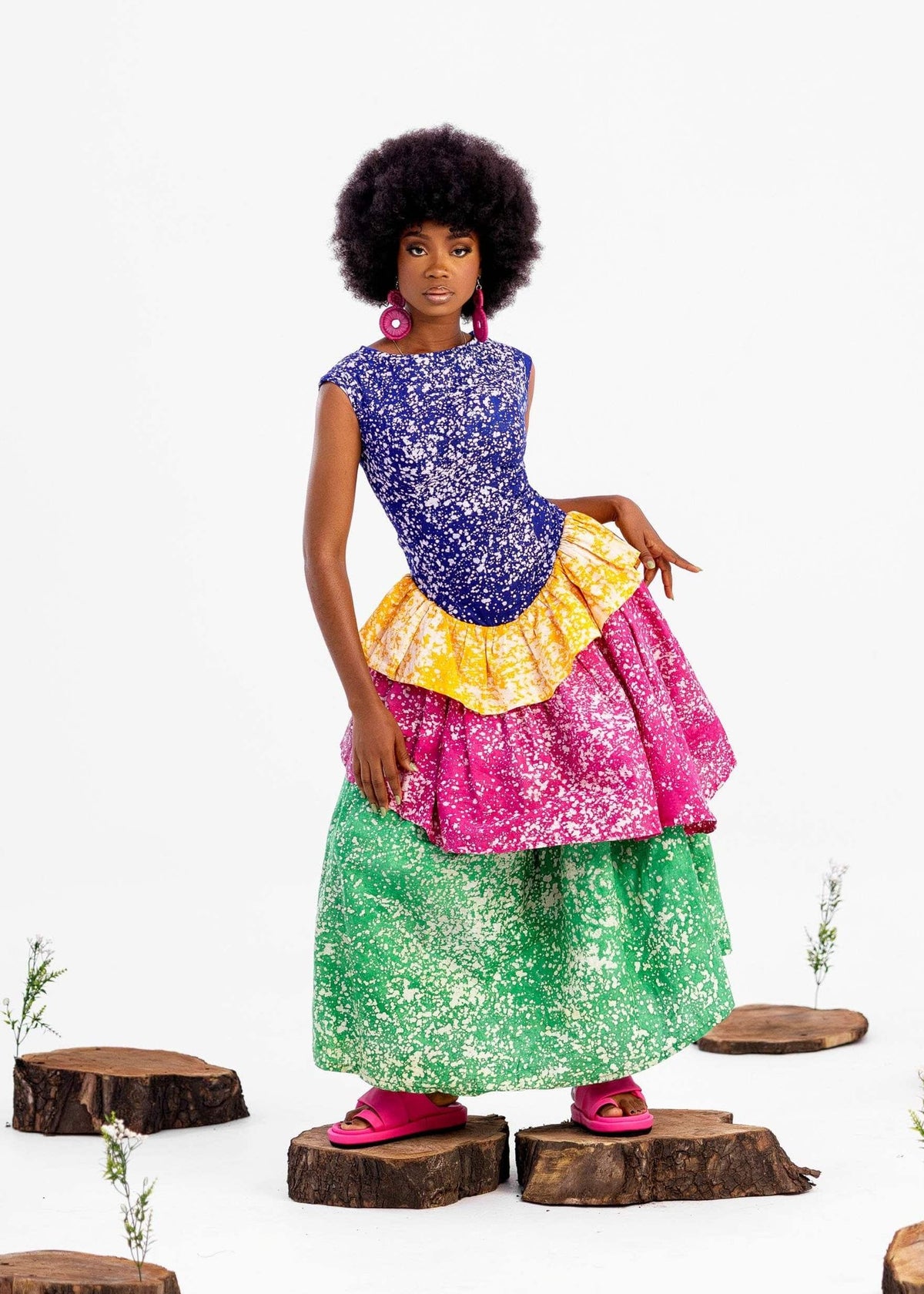 Atuche Woman Women's Dress Bloom Tiered Adire Dress