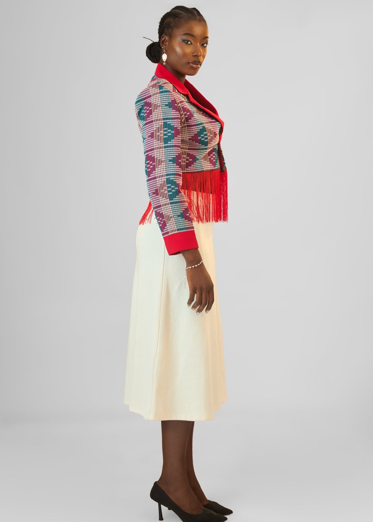 The Kora Fringe Suit - Blue, Sky Blue, White, Orange - Akwete - Suits - African Fashion by Austine Mali