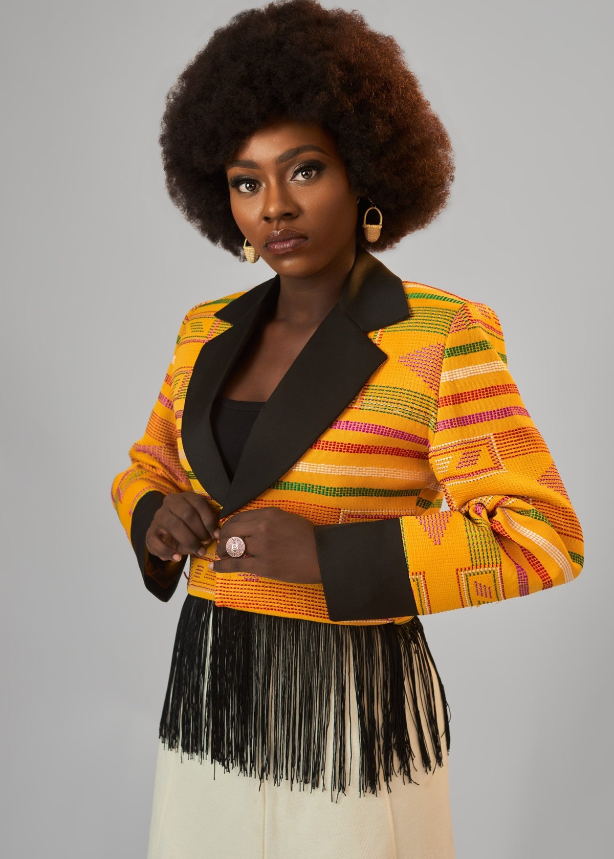 The Kosi Fringe Suit - Blue, Burgundry, White - Akwete - Suits - African Fashion by Austine Mali