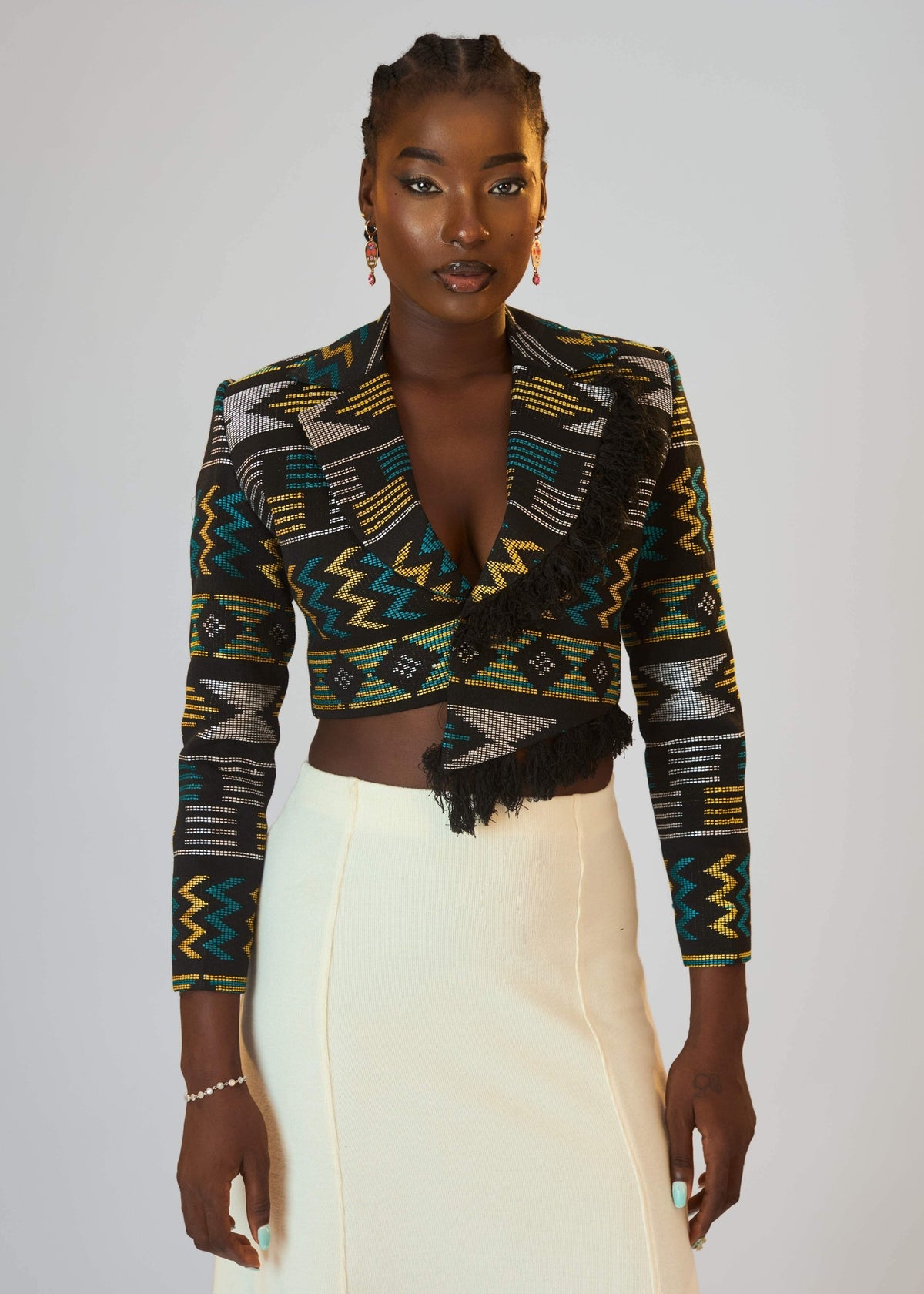 The Zini Crop Suit - Blue, Burgundry, White - Akwete - Suits - African Fashion by Austine Mali