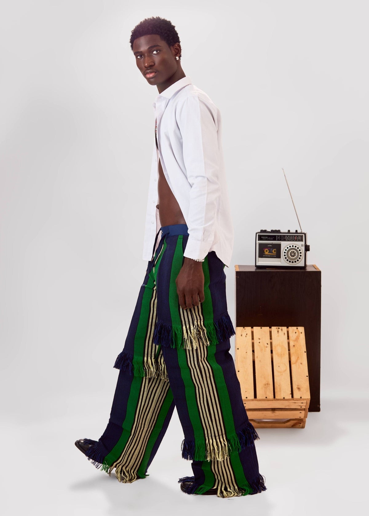 The Jasi Trouser - Green - Aso Oke - Pants - African Fashion by Austine Mali