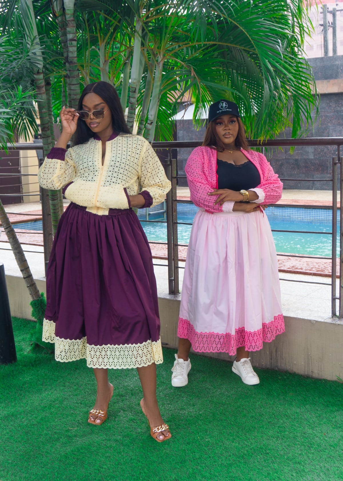 AyoJayne Lagos Co-ord Sets & Matching Sets Bomber Lace skirt set