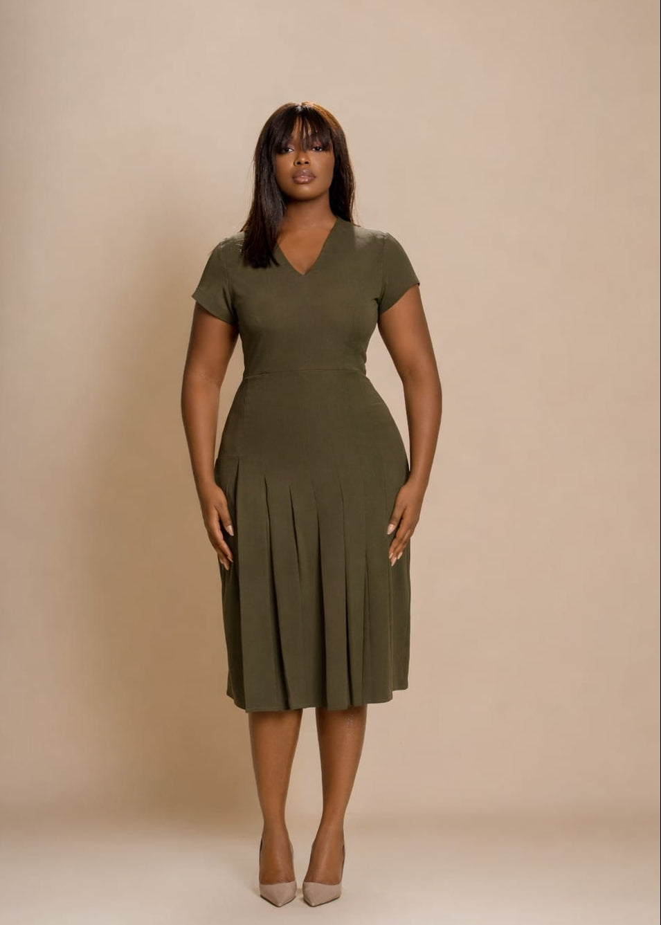 AyoJayne Lagos Dresses Bloom pleat dress (olive)