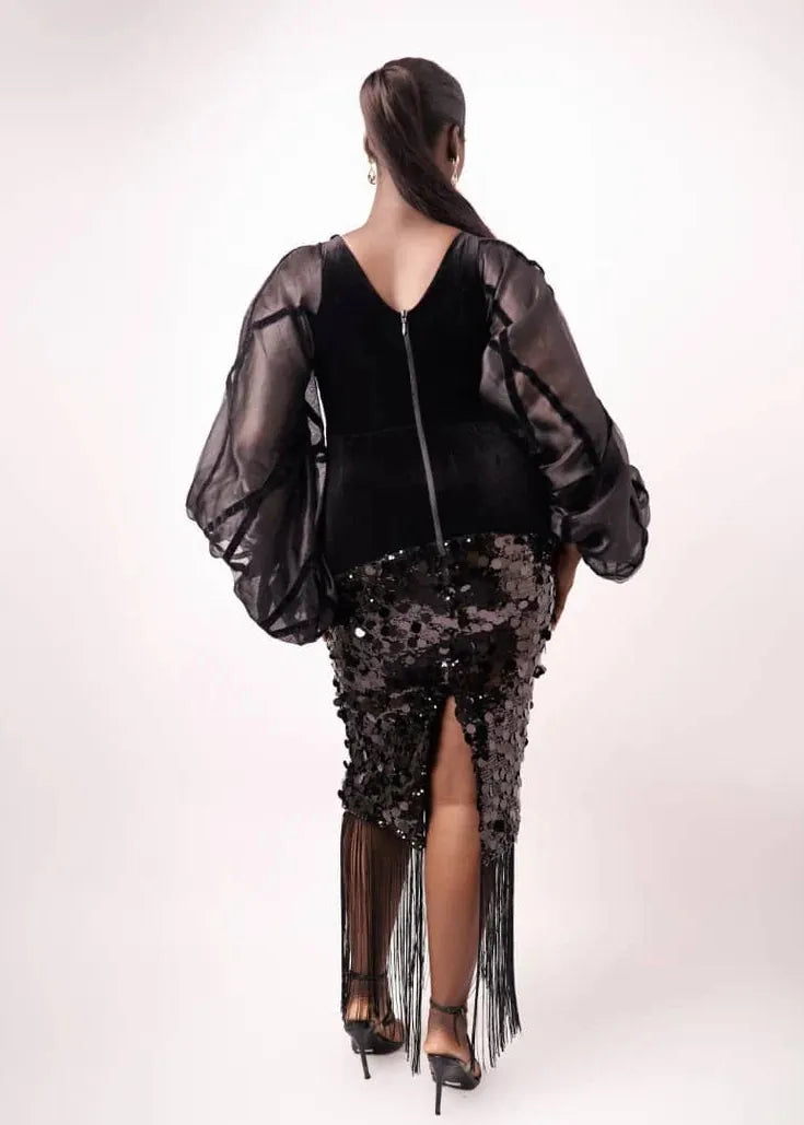 Bibire Dress Achalugo Black Velvet Dress