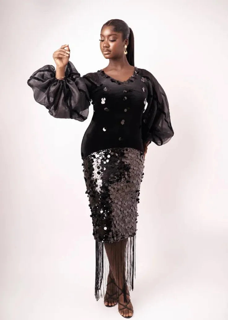Bibire Dress Achalugo Black Velvet Dress