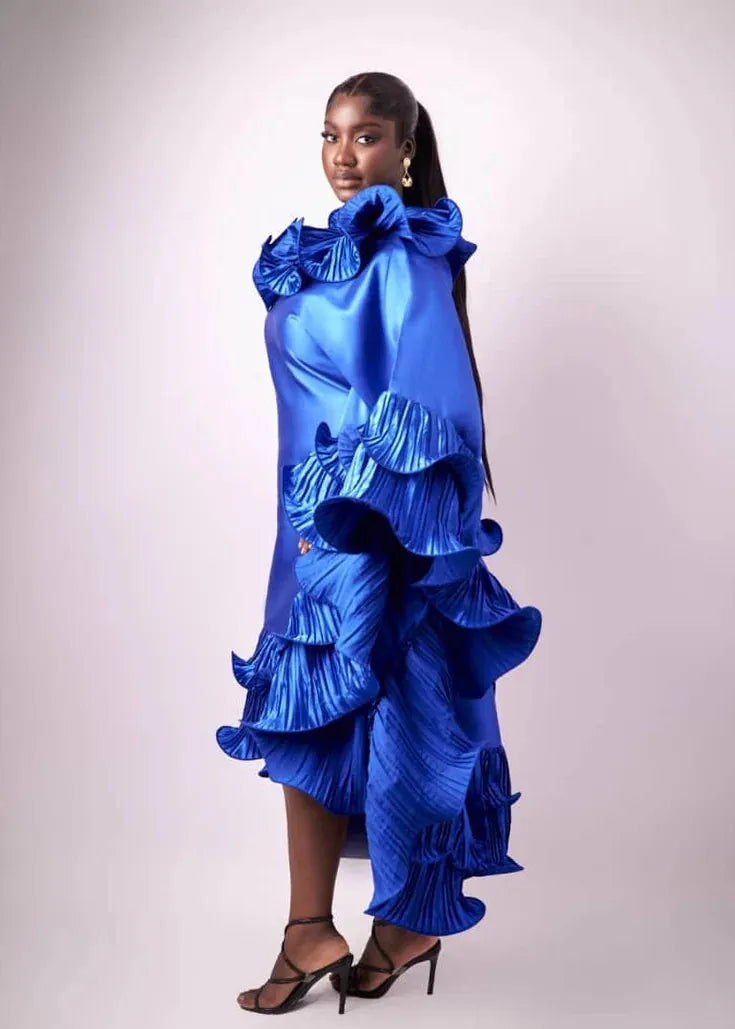 Bibire Dress Kai Short Boubou Silk Frill Dress