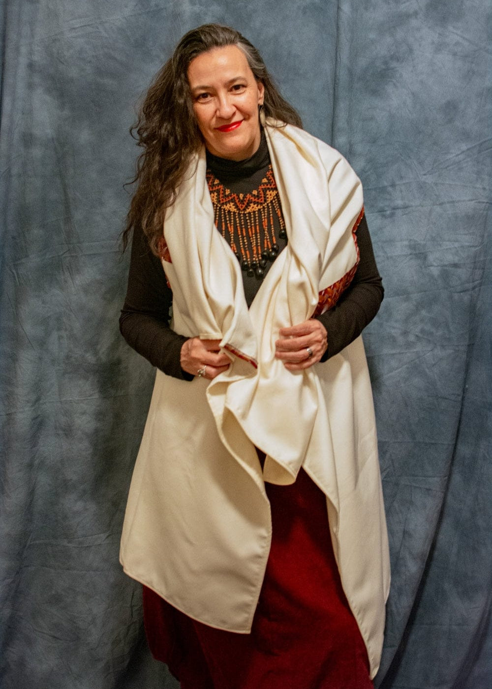 Reversible 4-way Ngwedi Cape - Red, Green - Wool - Coat - African Fashion by Bola Nangabe