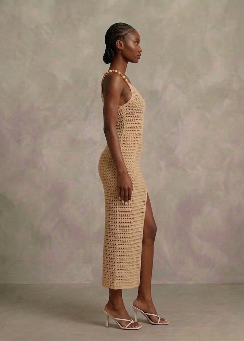Dzini Dresses Ohau  Crochet Maxi Dress with Slit