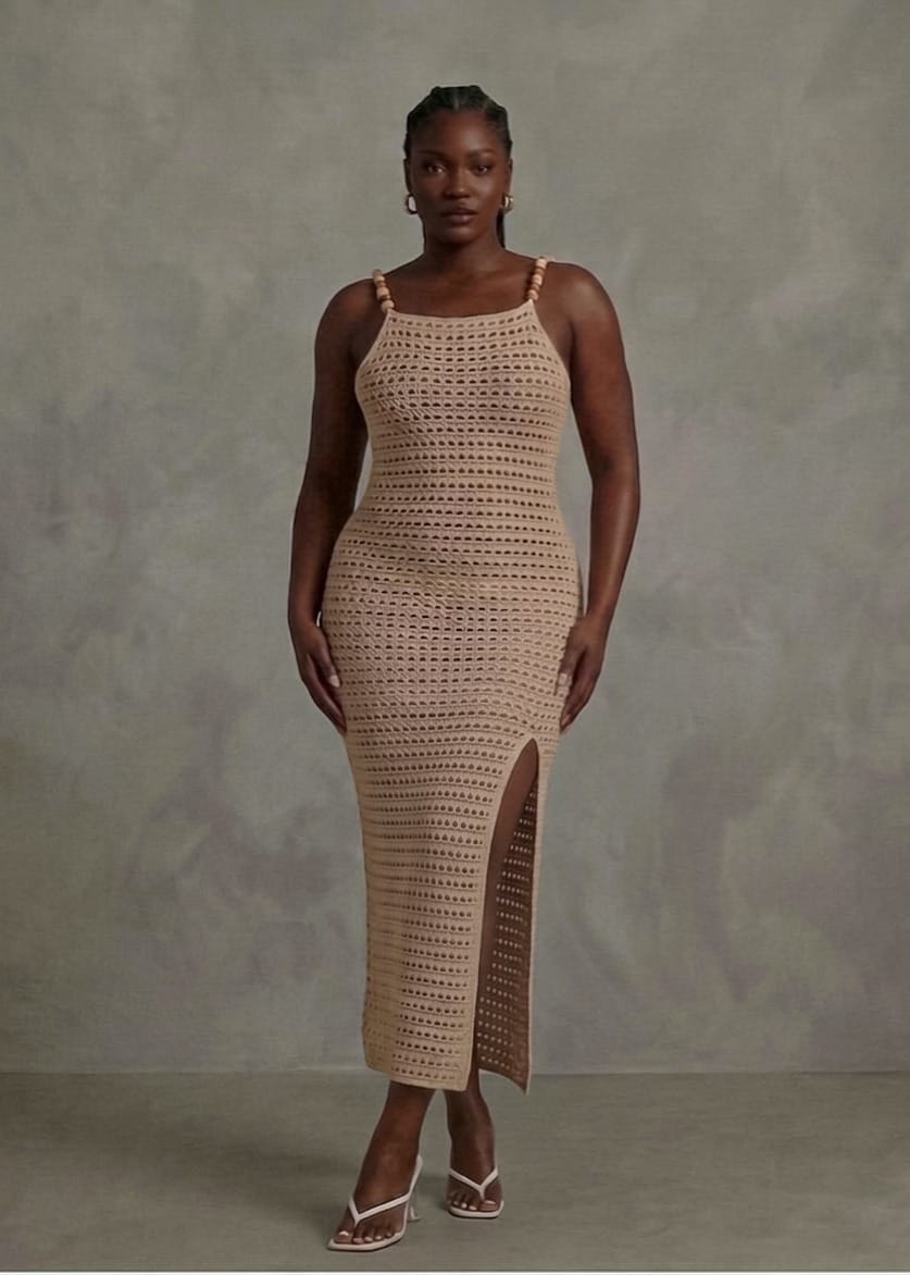 Dzini Dresses Ohau  Crochet Maxi Dress with Slit