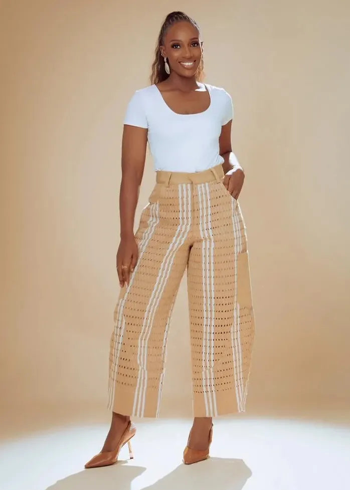 Ebonimode Pants Beige / 8 Lade Asooke Barrel Pant